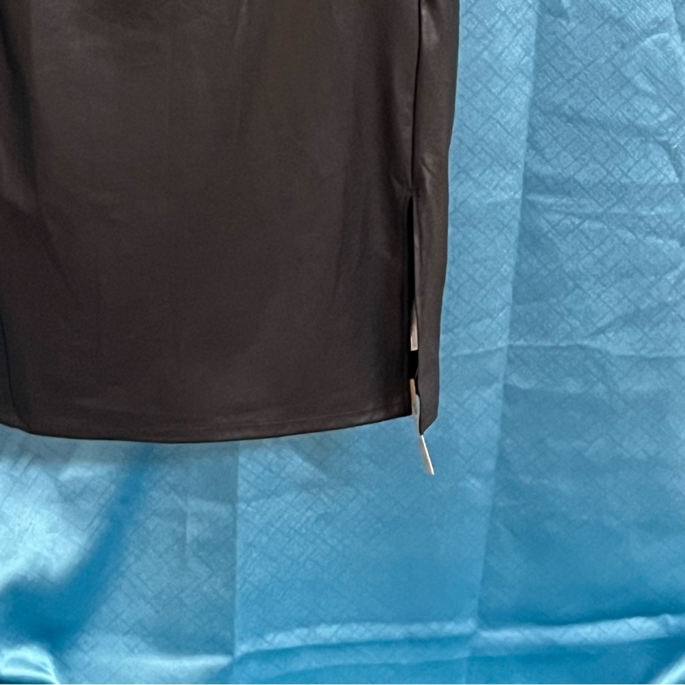 Black Faux Leather Midi Skirt - Picture 2 of 6